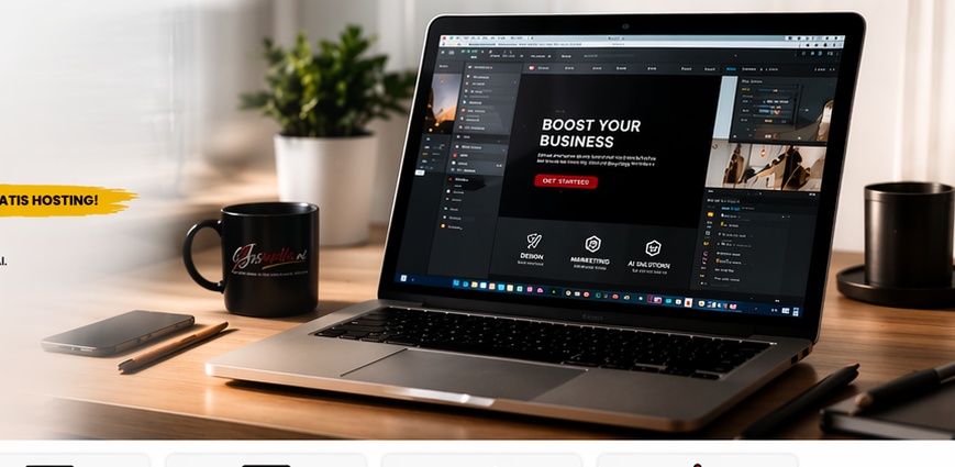 Laptop mockup met website interface